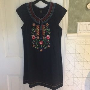 Lucky Brand embroidered cap sleeve dress